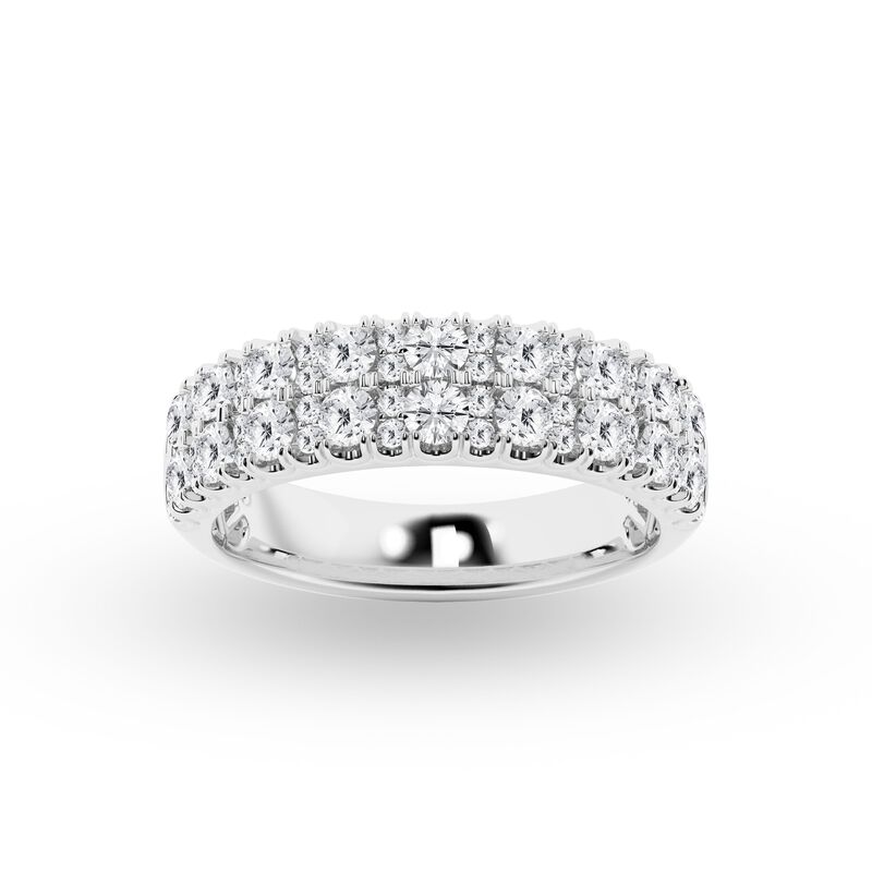Round Lab Grown Diamond 1 2/5ctw. Multi Row Wedding Ring in 14k White Gold image number null